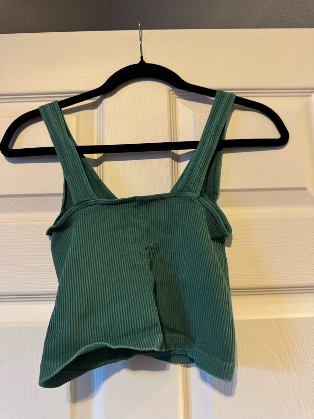 Green Ribbed V-Neck Tank Top - Picture 2 of 2